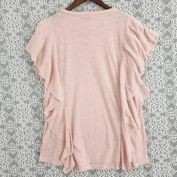 Suzanne Betro Crew neck Ruffle Blouse S - Picture 5 of 7